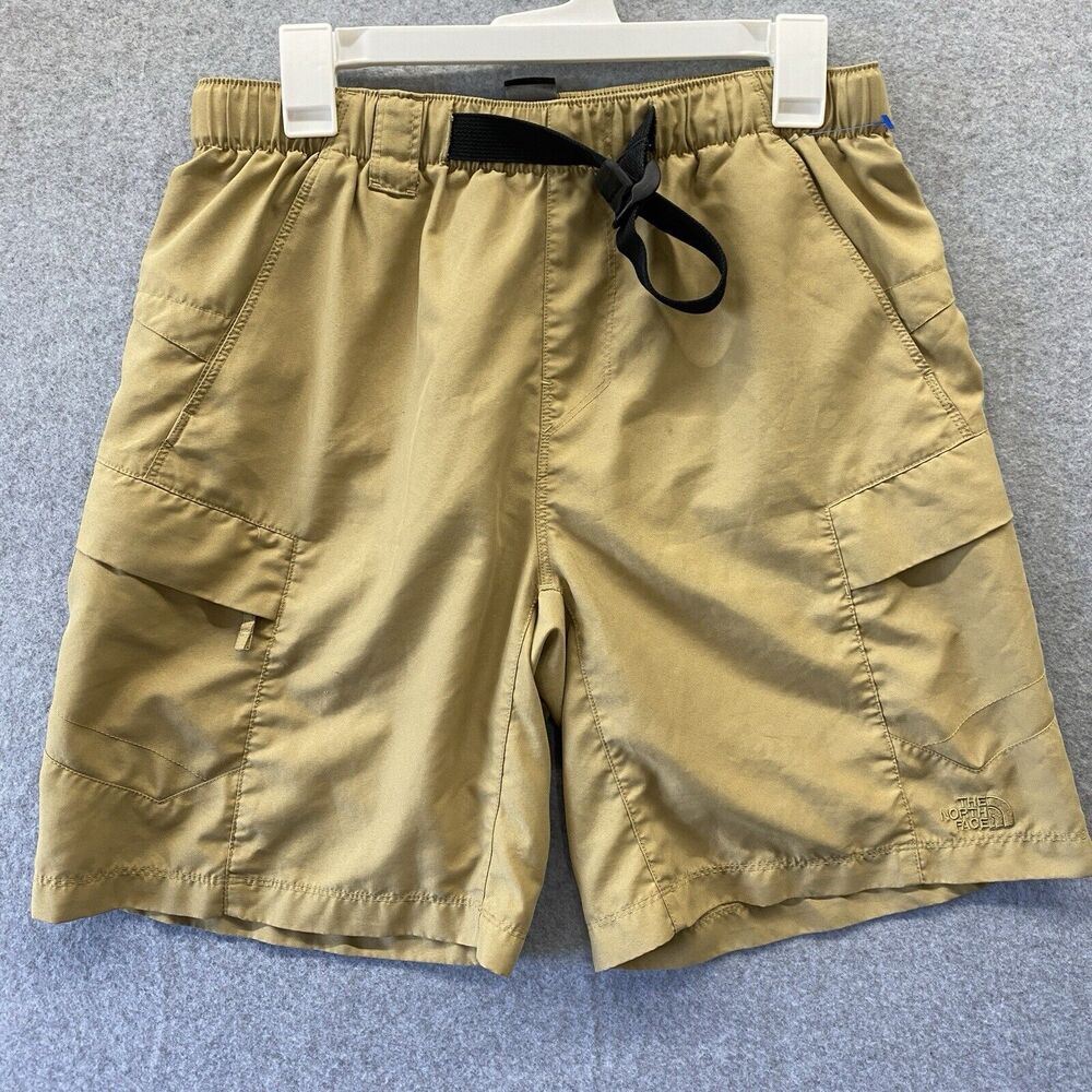 North Face Shorts Mens Small Ripstop Brown Belted Cargo Nylon Hiking Pockets 9"